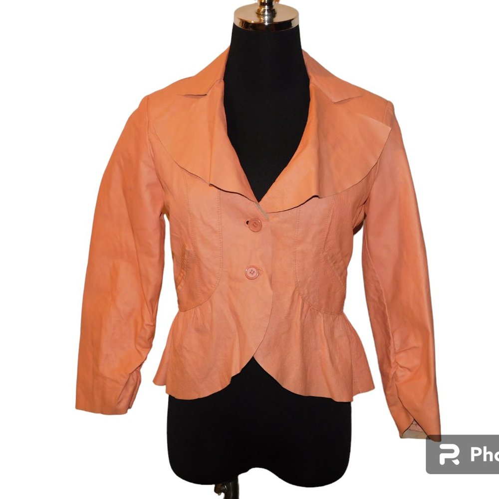 Cami % Leather Button Down Jacket Size 4 - image 1